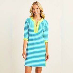 Gretchen Scott The Hinckley Stripe Split Neck Short Shift Retro Preppy